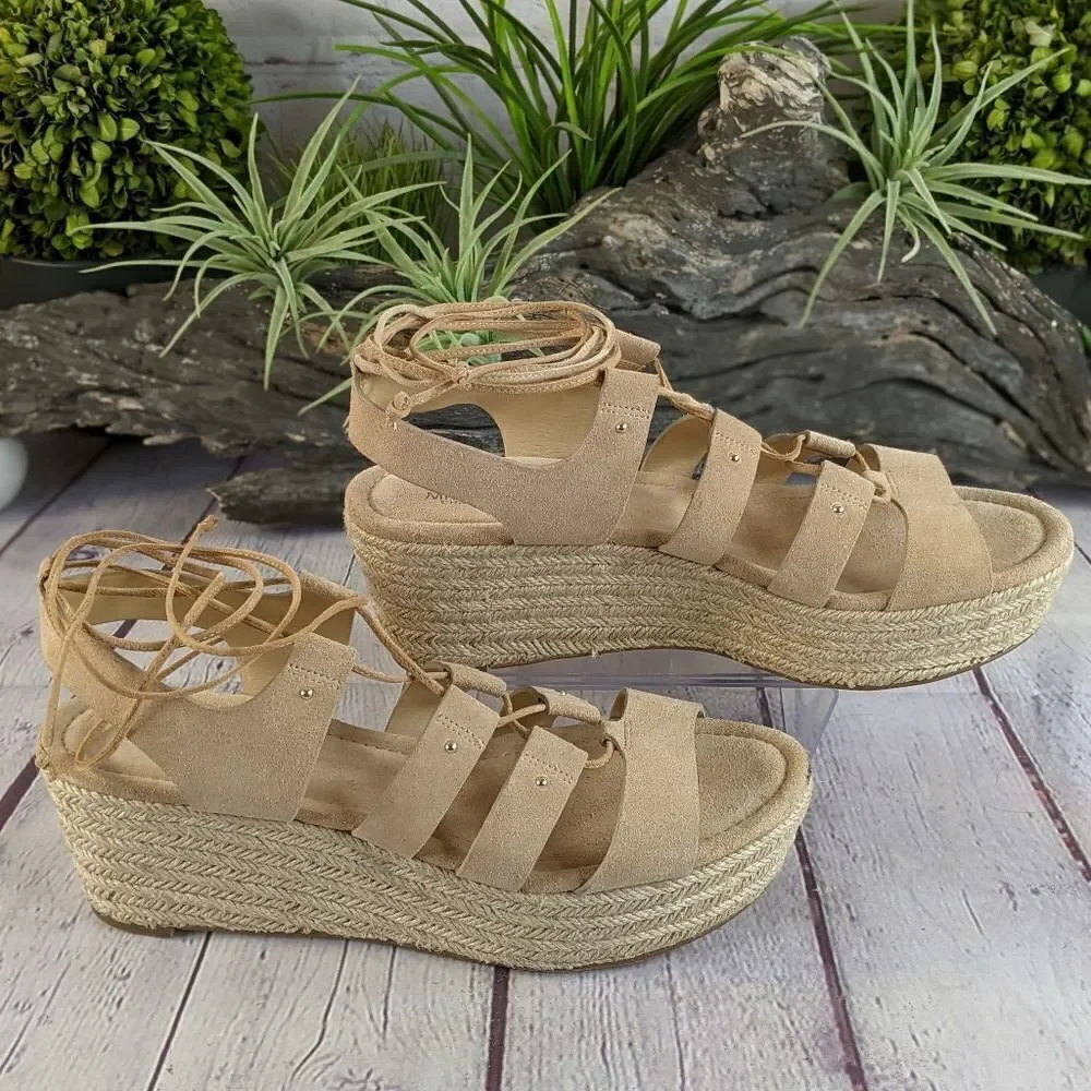 MICHAEL KORS Sofia Lace-Up Mid-Wedge Sandals